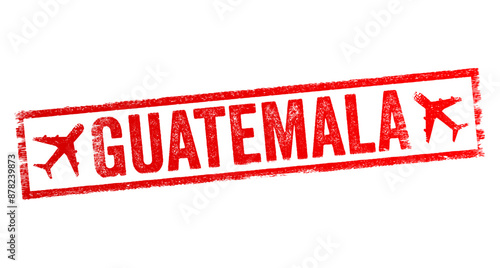 Guatemala - is a country in Central America, text emblem stamp with airplane