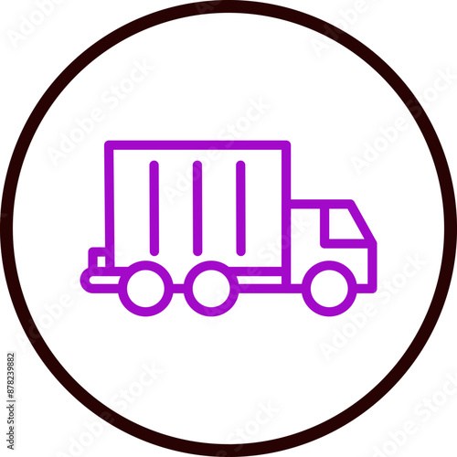 Dump Truck Vector Line Purple Circle black