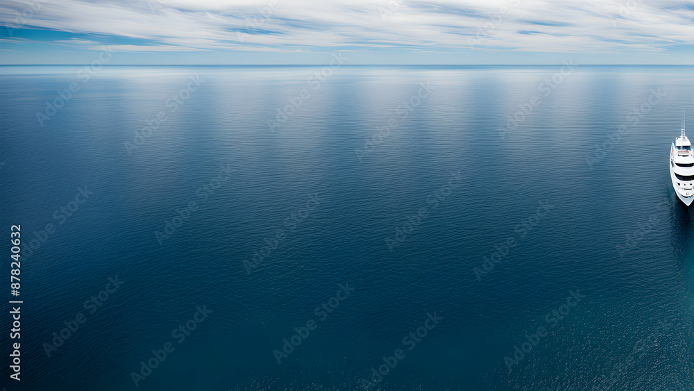 Fototapeta premium An Aerial Perspective of A Boat on The Ocean, Calm Ocean Background Wallpaper