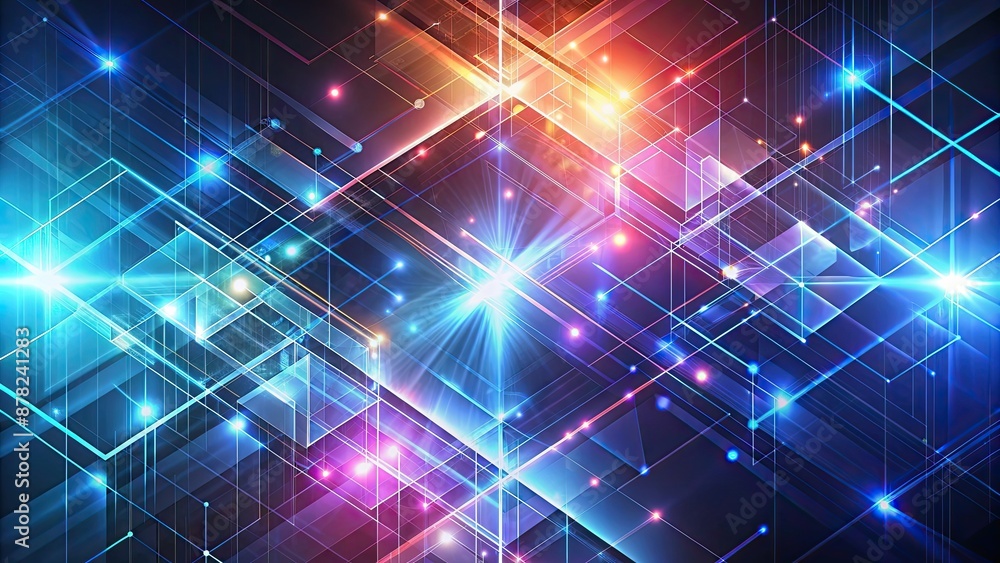 Abstract techno background with geometric shapes and glowing lines , technology, futuristic, digital, abstract Abstract techno background with geometric shapes and glowing lines , technology, futuristic, digital, abstract