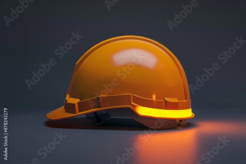 A D rendering of a safety helmet with a reflective strip, emphasizing visibility and safety. Illustration --ar 3:2 --style raw Job ID: dd1416bd-b492-43af-ba61-7f6e5055e762 photo