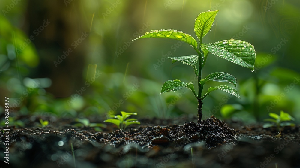 A close-up photograph of a young native tree in forest. A close-up photograph of a young native tree in forest.