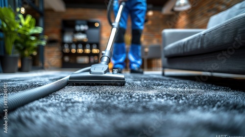 Wallpaper Mural Professional carpet cleaning service provider in action, showing a person holding a vacuum cleaner cleaning a carpet to remove dirt and stains Torontodigital.ca