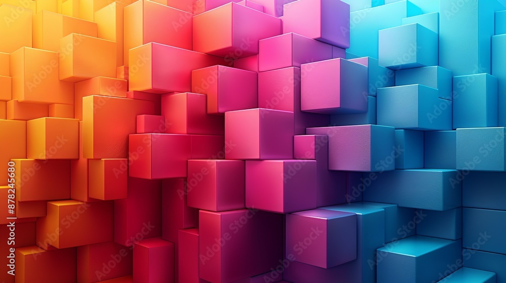 3D geometric shapes with realistic depth and perspective create an immersive and cutting-edge look perfect for innovative and high-tech projects Background Illustration, Bright color tones, , 3D geometric shapes with realistic depth and perspective create an immersive and cutting-edge look perfect for innovative and high-tech projects Background Illustration, Bright color tones, ,