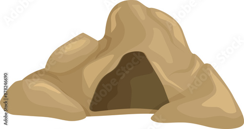 Big brown stone cave opening showing a dark entrance, perfect for an illustration on prehistory or adventure