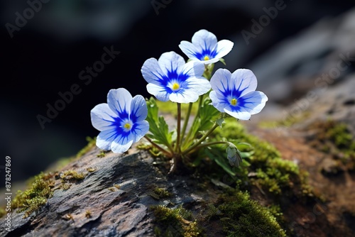 Beautiful freshness primrose violet flower. Early spring primroses flowers, primula polyanthus. 