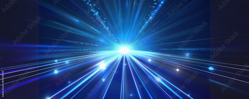 Naklejka premium Abstract blue light streaks radiating from center of image