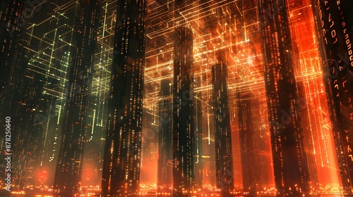 A fortress of encryption surrounded by a sea of binary code, guarded by digital sentinels, ensuring the complete obliteration of data before it vanishes into the digital abyss