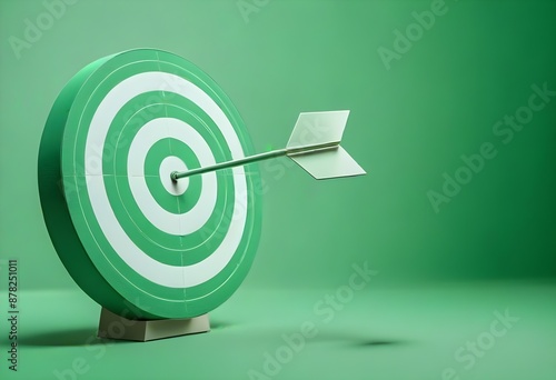 Wallpaper Mural A green target with a white arrow hitting the bullseye, on a plain green background Torontodigital.ca