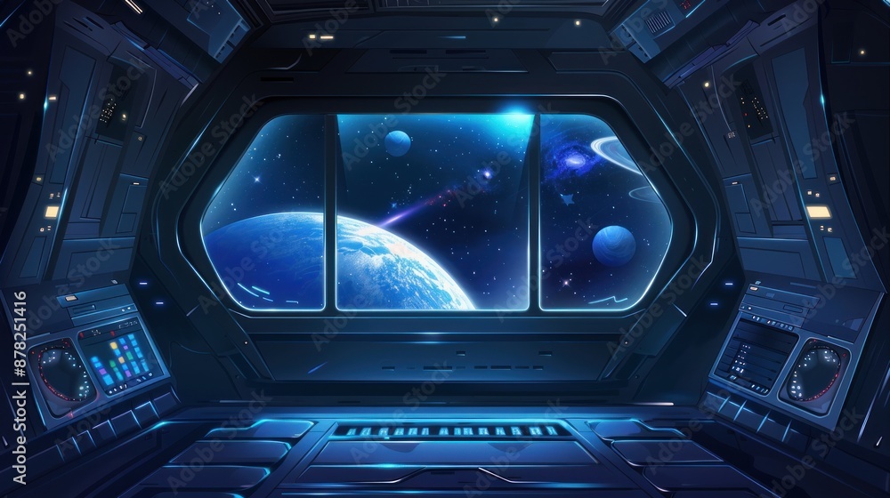 Spaceship Interior with View of Space Spaceship Interior with View of Space