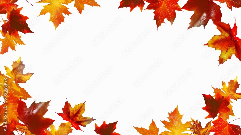 Red and orange turning, fall autumn leaves frame, with copy space. Wide 16:9 Red and orange turning, fall autumn leaves frame, with copy space. Wide 16:9