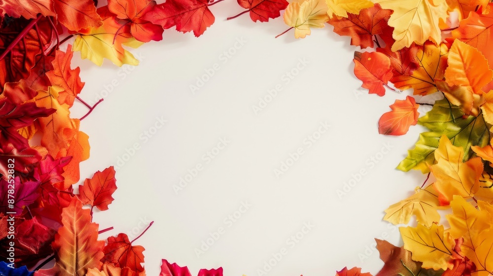 autumn leaves frame, copy space on white background, retail store sales, poster, autumn leaves frame, copy space on white background, retail store sales, poster,