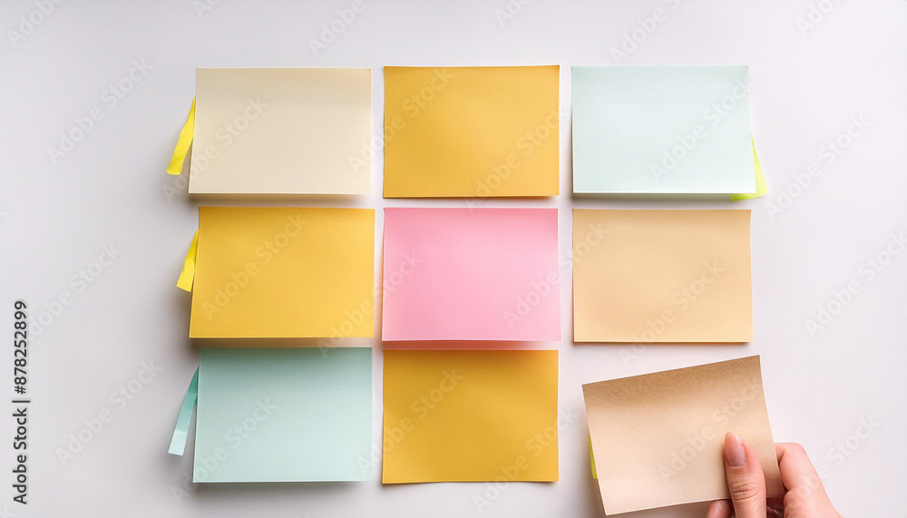 Fototapeta premium Making a plan with empty green Post-it notes