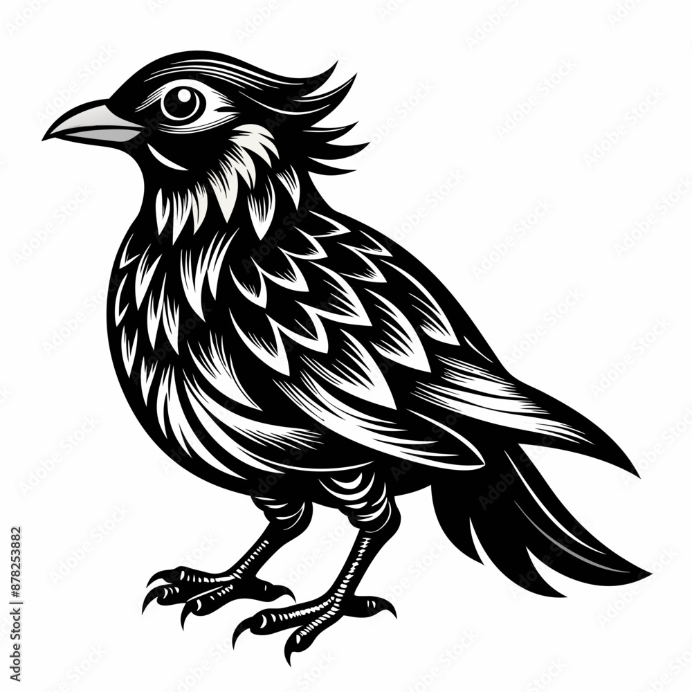 Fototapeta premium Intricate Black and White Bird Illustration - Vector Design