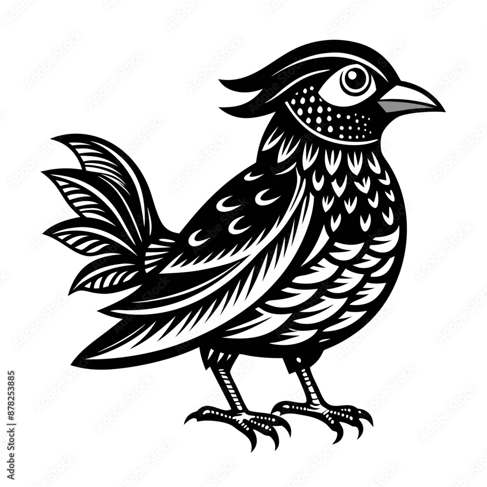 Fototapeta premium Intricate Black and White Bird Illustration - Vector Design