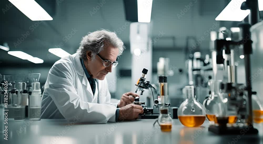 Senior mad scientist in a lab. Senior mad scientist in a lab.