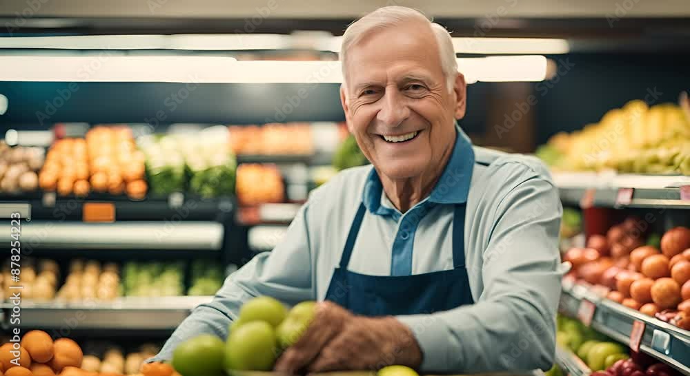 Senior man cashier in a supermarket. Senior man cashier in a supermarket.
