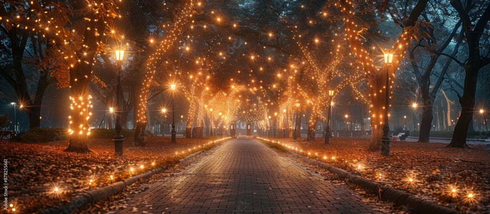 Illuminated Pathway Through Trees Illuminated Pathway Through Trees