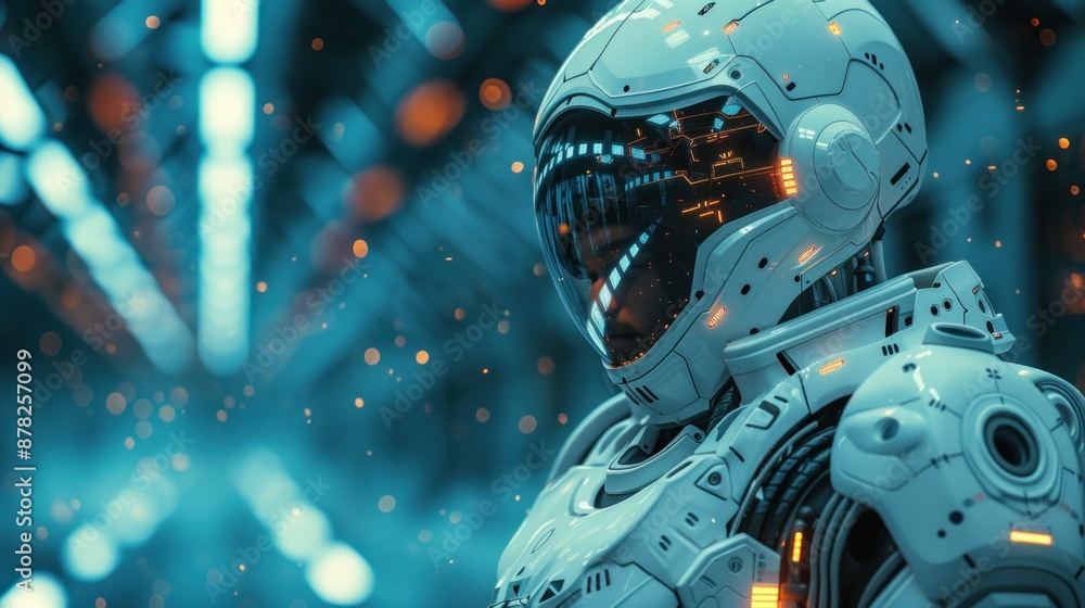 Futuristic Astronaut in White Suit Futuristic Astronaut in White Suit