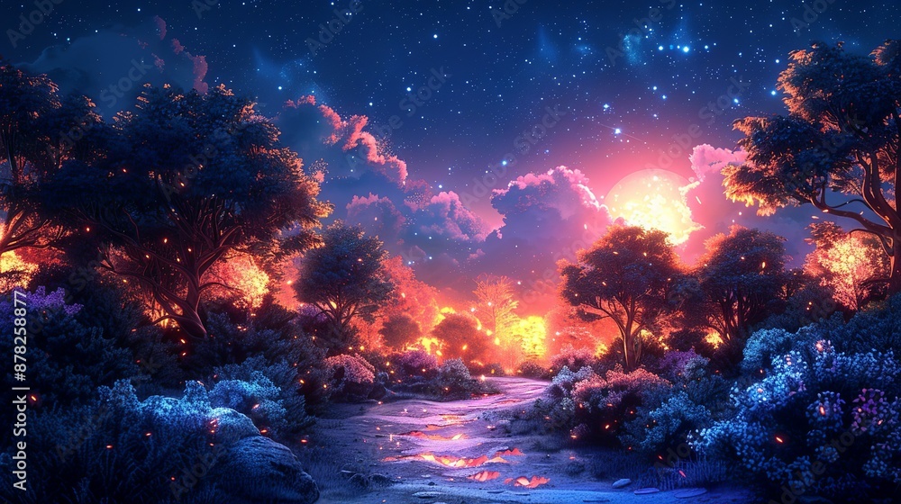 Fantasy backgrounds with whimsical elements and magical themes create enchanting and imaginative scenes perfect for adding a touch of wonder to any project Background Illustration, Bright color Fantasy backgrounds with whimsical elements and magical themes create enchanting and imaginative scenes perfect for adding a touch of wonder to any project Background Illustration, Bright color