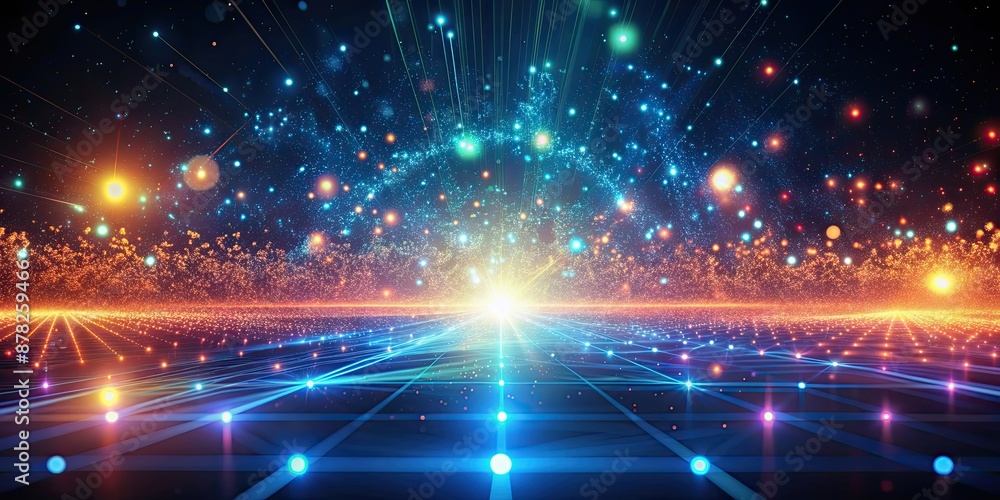 Obraz premium Abstract futuristic background with glowing particles , technology, digital, abstract, futuristic, background, glow