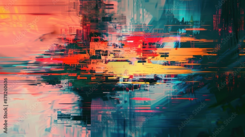 Fototapeta premium Abstract Glitch Art with Vibrant Colors