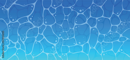 Wavy texture pattern background with light reflection on water, sea, river, lake and pool. Clear, transparent, clean underwater illustration.