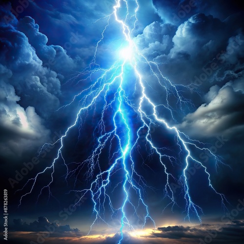 Electric Energy Burst Surreal Lightning Storm in the Night Sky, Burst, Surreal, Lightning, Night © wasan