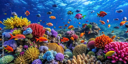 Colorful coral reef and tropical fish in the Red Sea, tropical, fish © wasan