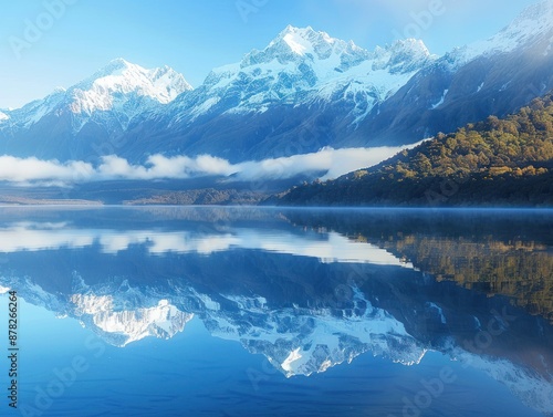 Wallpaper Mural Mountains Reflecting in a Tranquil Lake Torontodigital.ca