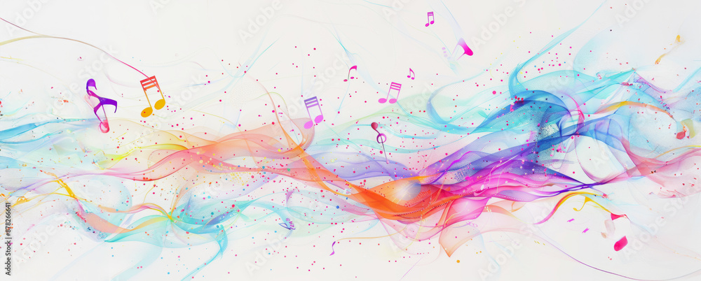 Abstract watercolor painting of music notes on a white background Abstract watercolor painting of music notes on a white background