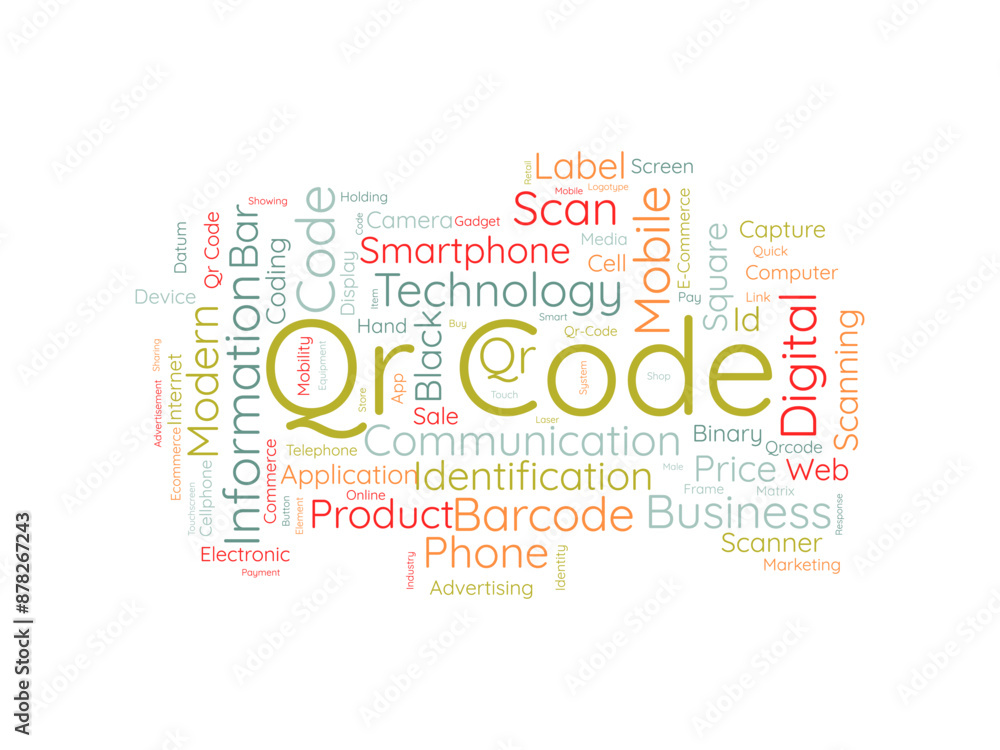 Obraz premium Qr Code wordcloud template. Business concept vector background.
