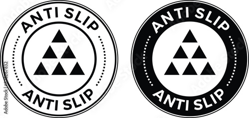 Anti slip icon set in blue and black color. Antislip texture symbol. slip prevention vector stamp.