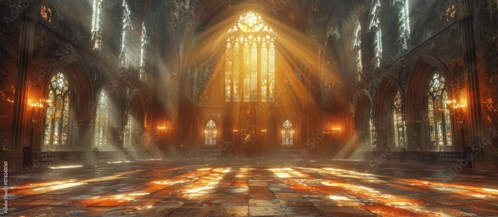 Golden Rays Illuminating a Cathedral Interior Golden Rays Illuminating a Cathedral Interior
