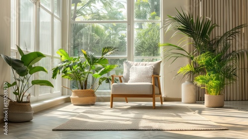 Sunlit Living Room with Plants © vixion
