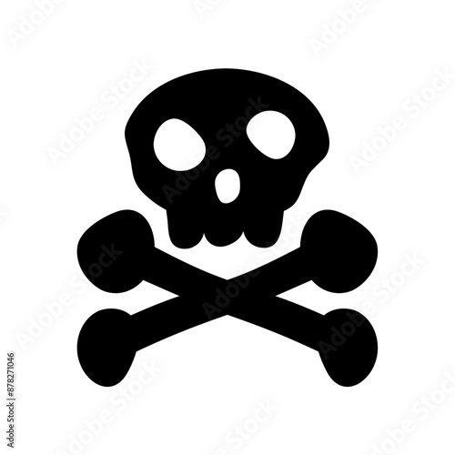 skull and bones icon, silhouette vector isolated on white background. simple and modern design