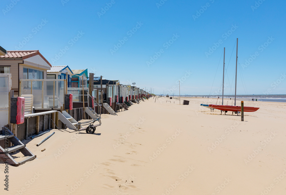 Beach and cabins at Egmond aan Zee, The Netherlands Beach and cabins at Egmond aan Zee, The Netherlands