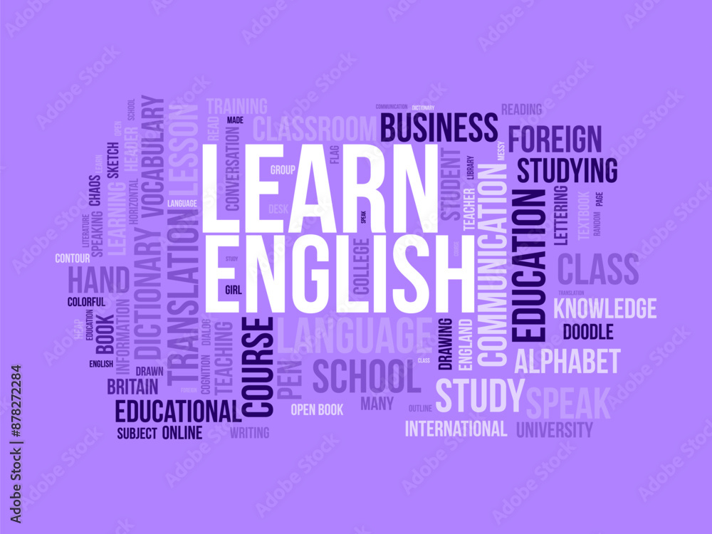 Learn English wordcloud template. Education concept vector background. Learn English wordcloud template. Education concept vector background.