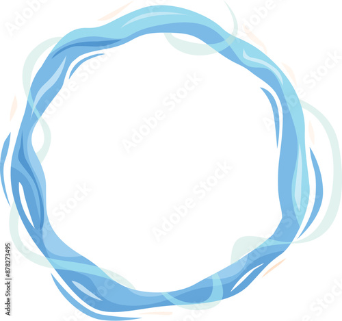 Blue water is flowing in a circular shape, creating an abstract frame with copy space