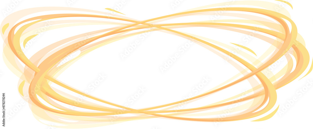 Golden lines are swirling and creating an abstract oval shape on a white background Golden lines are swirling and creating an abstract oval shape on a white background