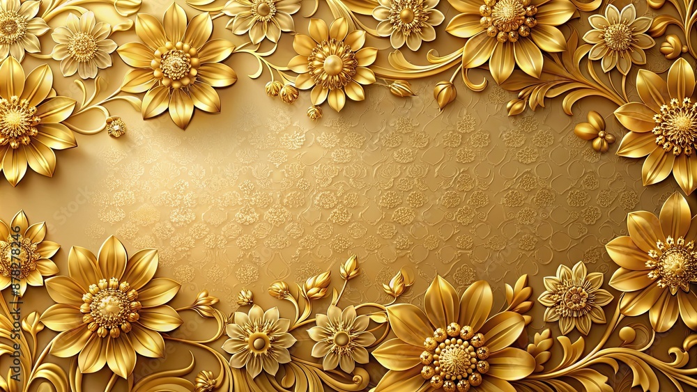 Luxurious wallpaper featuring a row of gold-toned flowers, luxury, wallpaper, gold, flowers, elegant, decoration, fancy Luxurious wallpaper featuring a row of gold-toned flowers, luxury, wallpaper, gold, flowers, elegant, decoration, fancy