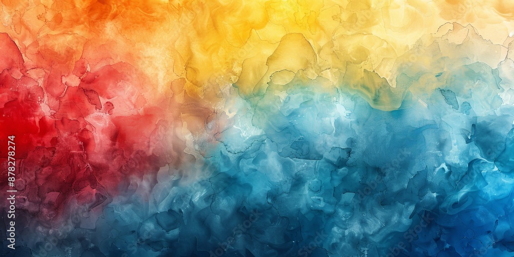 Fototapeta premium Abstract Watercolor Artwork with Red, Yellow, and Blue Hues