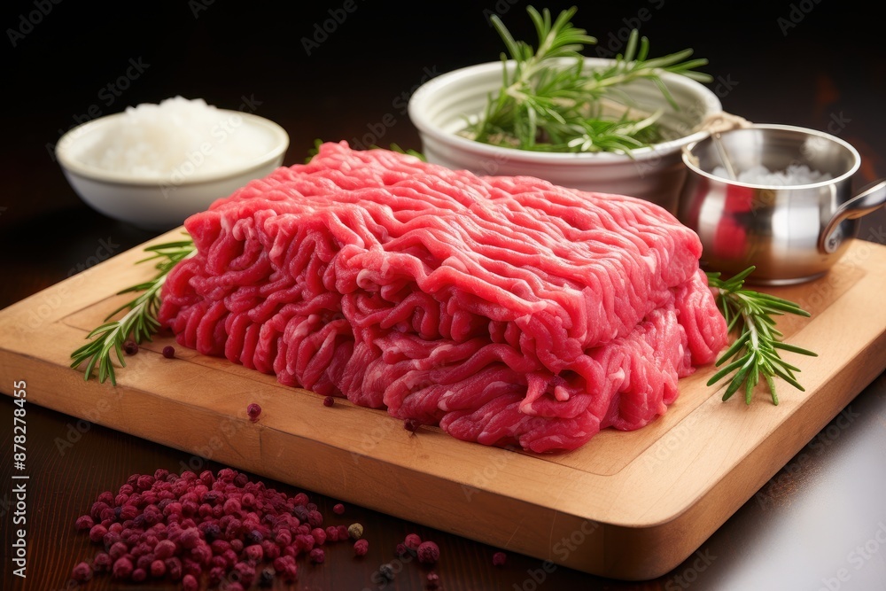 Fresh Raw Beef Steaks with Rosemary and Salt Fresh Raw Beef Steaks with Rosemary and Salt