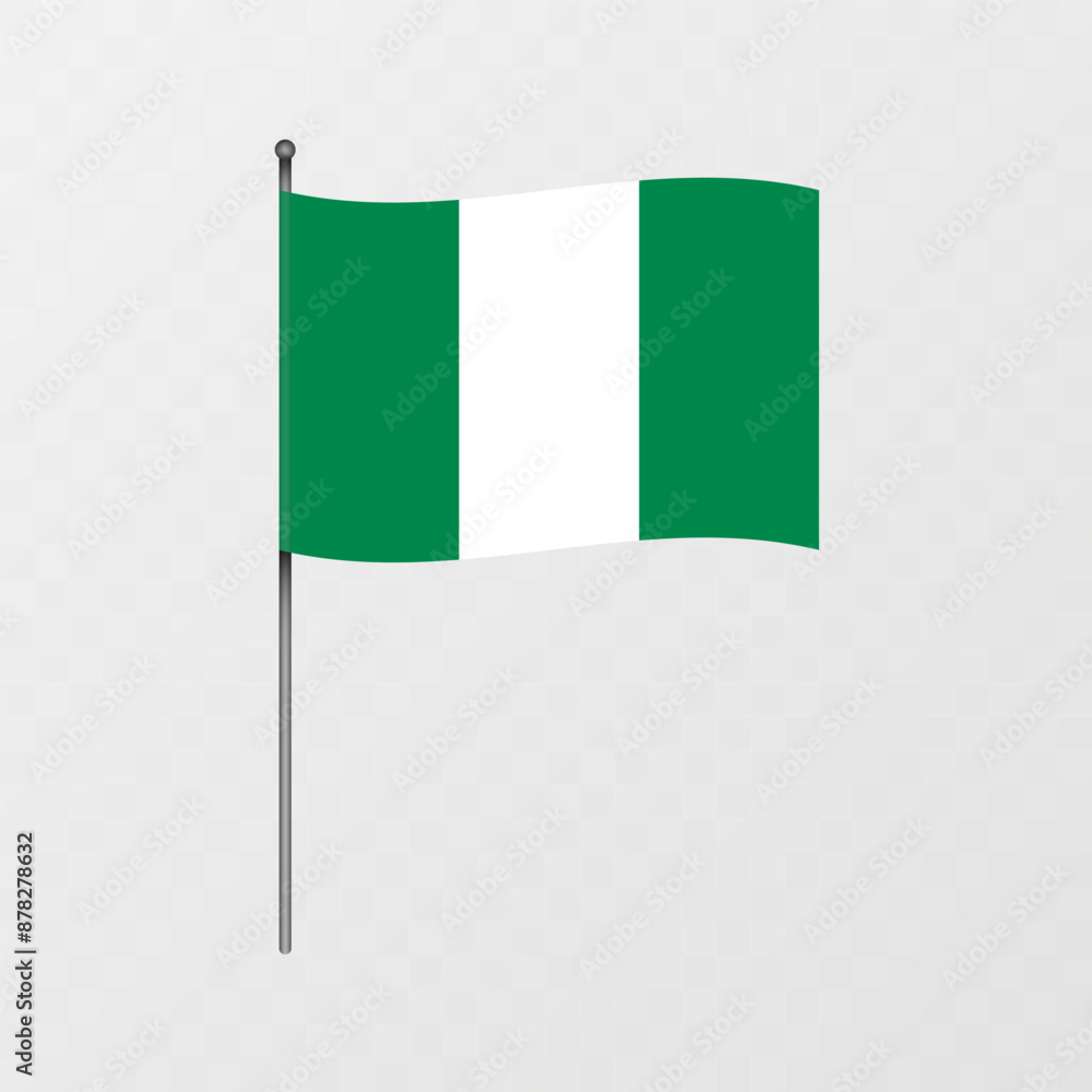 Nigeria flag on flagpole. Vector illustration. Nigeria flag on flagpole. Vector illustration.
