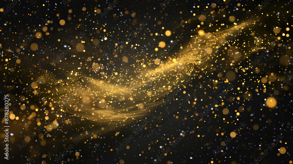 Golden blurred bokeh lights on black background, Glitter sparkle stars for celebrate, Overlay for your design,Abstract gold particles wave on dark background
Golden blurred bokeh lights on black background, Glitter sparkle stars for celebrate, Overlay for your design,Abstract gold particles wave on dark background