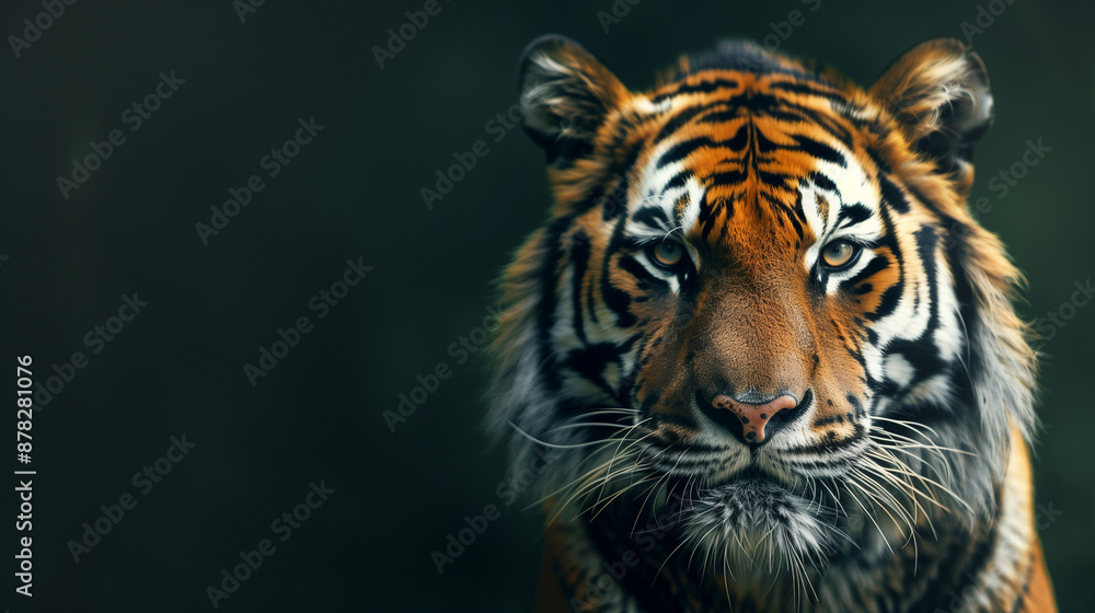Fototapeta premium portrait of a bengal tiger on black background