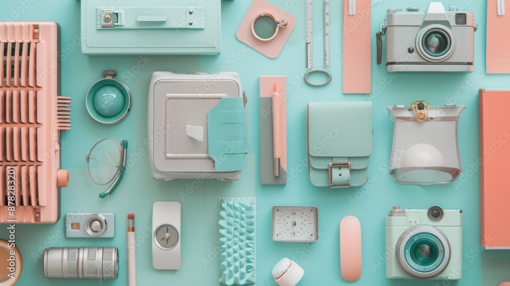 Pastel Colored Objects Flat Lay Pastel Colored Objects Flat Lay