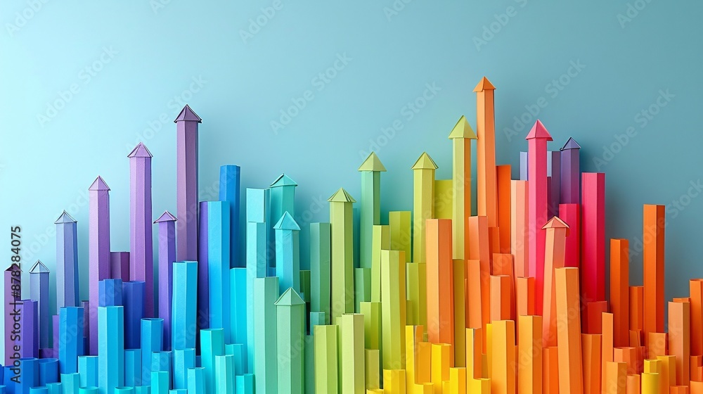 Paper craft art of financial milestones with graphs Stock Photo with copy space Paper craft art of financial milestones with graphs Stock Photo with copy space