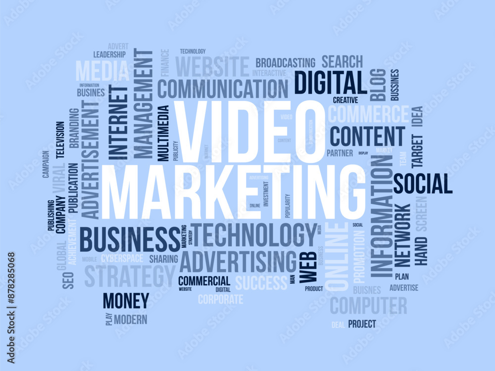 Fototapeta premium Video Marketing wordcloud template. Business concept vector background.
