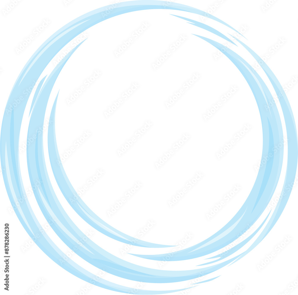 Light blue round frame created by several brushstrokes on white background Light blue round frame created by several brushstrokes on white background
